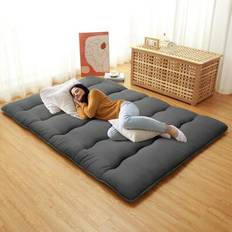 1 st japansk futonmadrass, dubbelstorlek, hopfällbar, japansk stil, golvmadrass, rullbar, queen size-säng, madrassöverlägg, tatamimatta, campingmadras - Mörkgrå (Multi-size)