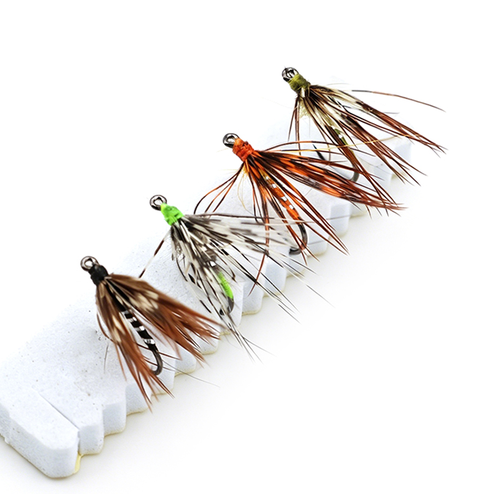6pcs/8pcs #14 Soft Hackle Tenkara Fly Barbed Fish Hook Wet Nymph Fly Fishing Flies Trout Perch Grayling Fishing Lure Baits