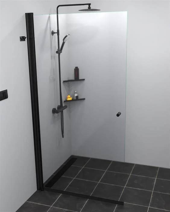 Cabinex Skärmvägg 88cm Klarglas Svart Matt