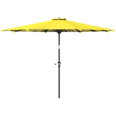 Parasol 300 cm, parasol med håndsving, ottekantet balkonparasol gul