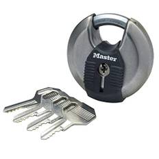 Master Lock Kraftigt diskhänglås [Nyckel] [Rostfritt stål] [Utomhus] M40EURD - Används bäst för förvaringsenheter, skjul, garage, släpvagnar och mer