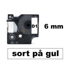 Dymo D1 43613 6mm x 7m Sort på Hvid label (kompatibel)