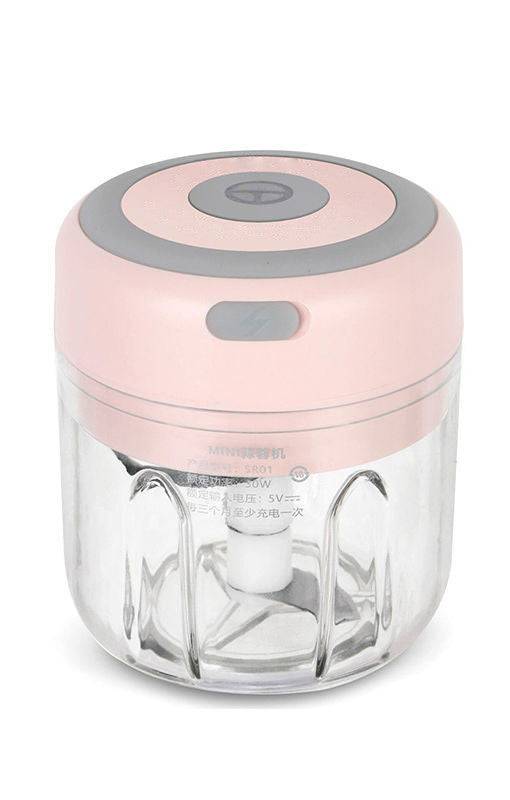 Mini Electric Garlic Chopper USB Charging Ginger Masher Machine Sturdy Durable Chili Vegetable Crusher Kitchen Tool - Pink250ML / USB