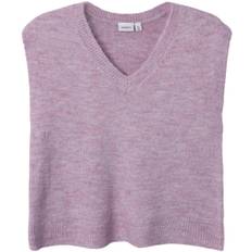 Name It Nkfberit Knit Waistcoat Str 122/128 - Elderberry Veste hos Magasin