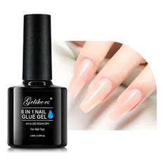 Gelike ec Nagelkleber Für Kunstnägel,6 in 1Sheer Apricot Extra Stark Nail Glue Für Press On Nail Glue Gel For Nail Tips Nagelkleber Gel Für Fake Nails-Brauchen Ausharten Unter UV Nagellampe 8ML-11547