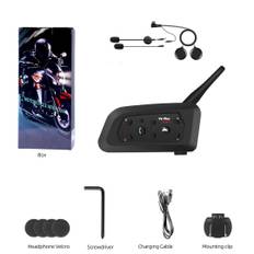 V6 Pro 1500M Motorcycle Helmet Intercom - Bluetooth 5.0, DSP Noise Cancellation, 6-Rider Group Chat, Waterproof 1pcs V6 plus svart