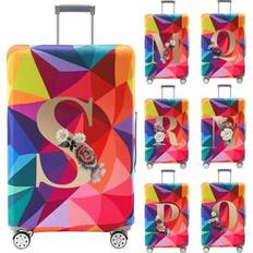 18-32Inch Luggage Cover Elastic Suitcase Cover For 18 To 32 Inch Travel Case Cover Luggage Dazzling Geometry Pattern Name Initials Letter Pattern Patt - Multicolor - M (22-25inch),L(26-28inch),XL(29-32inch),S(18-21 inch)