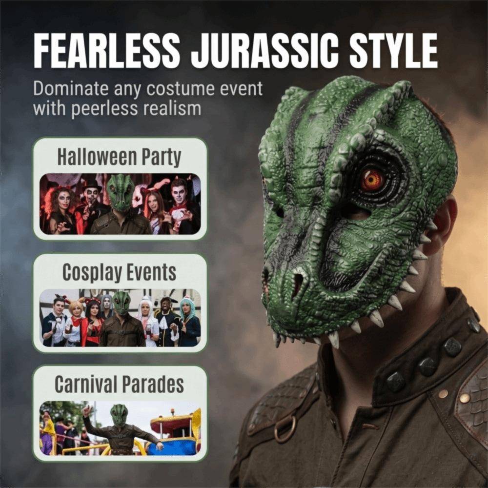Skräck Tyrannosaurus Rex Mask Läskig Cosplay Mask Gåvor Dinosauriemask Utklädning svart