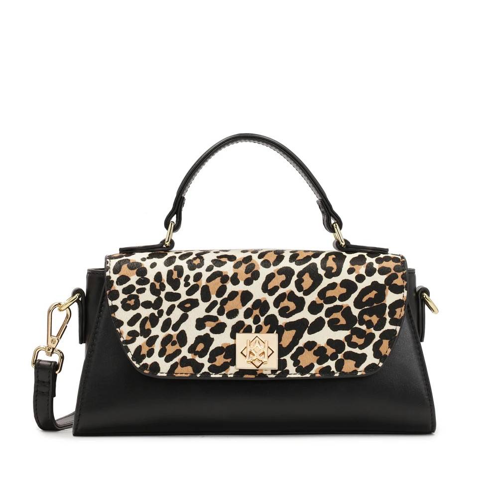 Kazar, Tasker , Dame, Sort, ONE SIZE, Uld, Elegant håndtaske dekoreret med leopardmønster