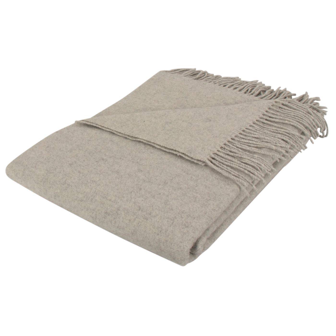 Uldplaid - 40% Cashmere - 130x200 cm - Ensfarvet lysegråt uldtæppe - By Borg plaid