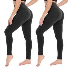 CAMPSNAIL 2er Pack Leggings Damen Schwarz High Waist Sport Leggins Blickdicht Sporthose für Gym Yoga（2er Pack- Schwarz，3XL