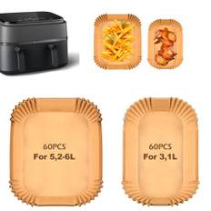 Hivio 120 Stück Airfryer Backpapier für Philips Airfryer Dual Basket 3000/5000 Series 9L/ Dual Easy Fry & Grill 5,2/3,1 L, Airfryer Zubehör für Cecotec 5,5/3,5L, Moulinex 8,3 L