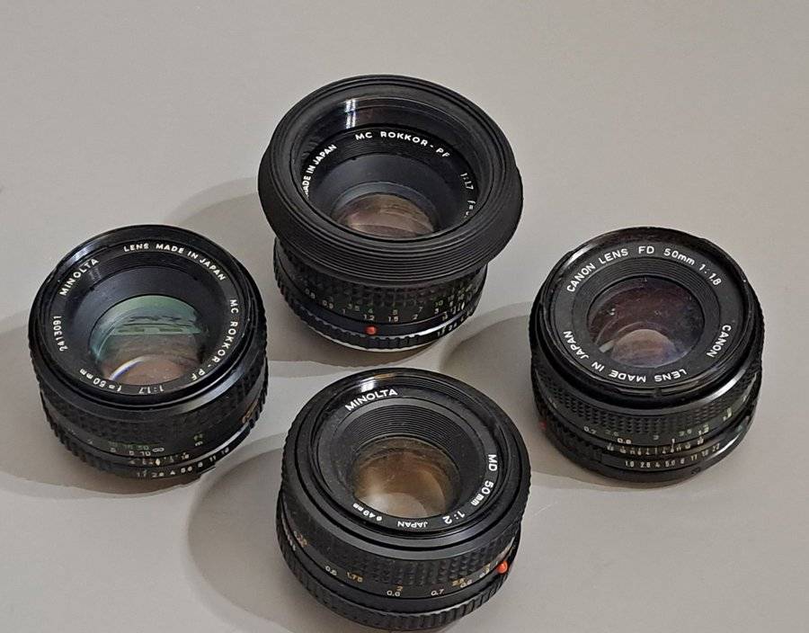 Minolta och Canon 50mm objektiv