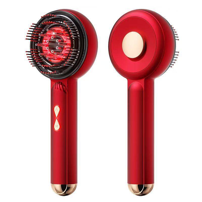 Hårbottensmassageborste, 3 i 1 Shiatsu Hårbottensmassager, Rött Ljus Elektrisk Massager För Hårbotten, Sladdlös Bärbar Massager röd