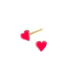 Tiny Heart earrings. Neon Rose. Gold plated. Scherning Copenhagen