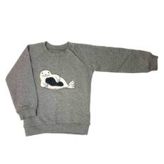 Louie sweat bluse med sæl og knaplukning - gray melange - 74/6-9M