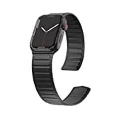 Kompatibelt med Apple Watch-armband Ultra 49 mm, 45 mm, 41 mm, 44 mm, 42 mm, 40 mm, 38 mm, slinga, magnet, läder, länk, loop-reservarmband, klockarmband, magnetiskt läderarmband för iWatch Series 8/SE/SE2/7/6/5/4. Herrar, svart, 41MM/40MM/38MM