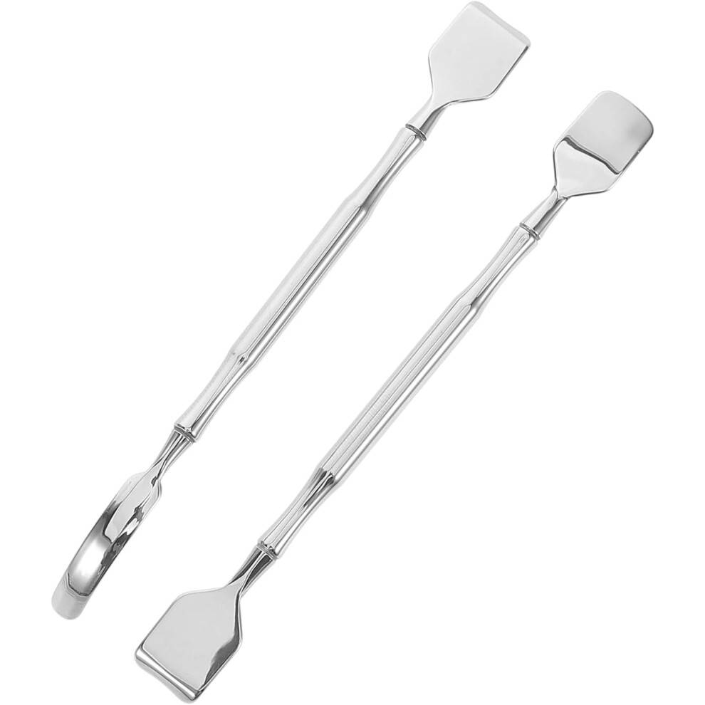 2 st sminkspatel i rostfritt stål, massagefunktion för ansiktsvård, ergonomisk design, pormaskar