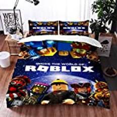 GuoDamei Sängkläder 135 x 200 cm 2 delar roblox sängkläder set med dragkedja 1 påslakan och 1 örngott 80 x 80 cm 100 % mjuk och bekväm mikrofiber sömnkomfort