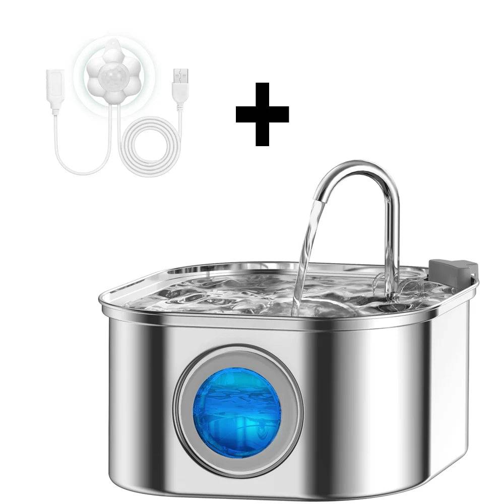 Stainless Steel Smart Pet Water Fountain with Sensor — 3.2L - Combination E