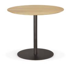 Ethnicraft - Blend Dining Table - Varnished Oak Top - Dark Bronze Base - Round 90 cm - Matbord - Träfärgad - Trä
