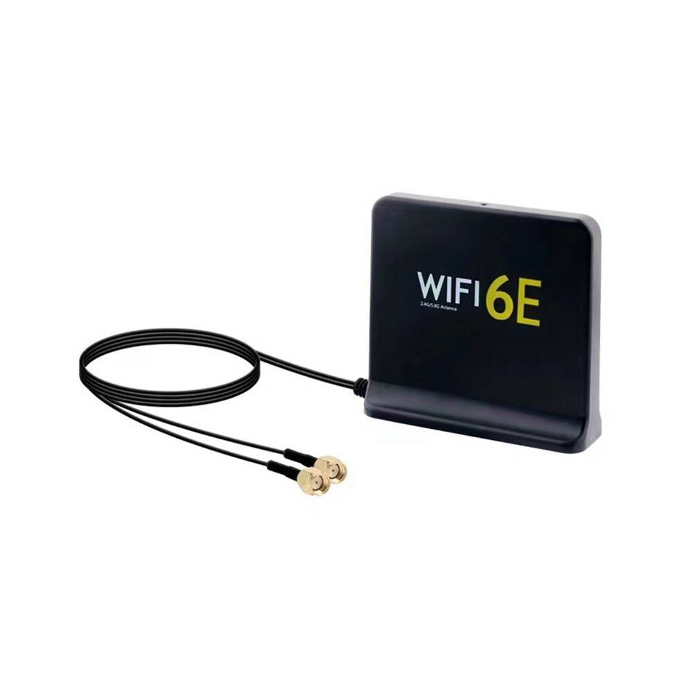 Portable 2.4G/5G/6G WiFi 6E Antenna with Cable Indoor Wireless Antenna with Magnetic Bottom for Network Card Black