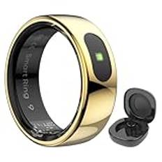 Generisk smart ring R08 Womens Men Electronic Smartring med laddningsfodral Blod Syretryck Hälsa Monitor Sport Fitness Tracker för Phone (10 guld)