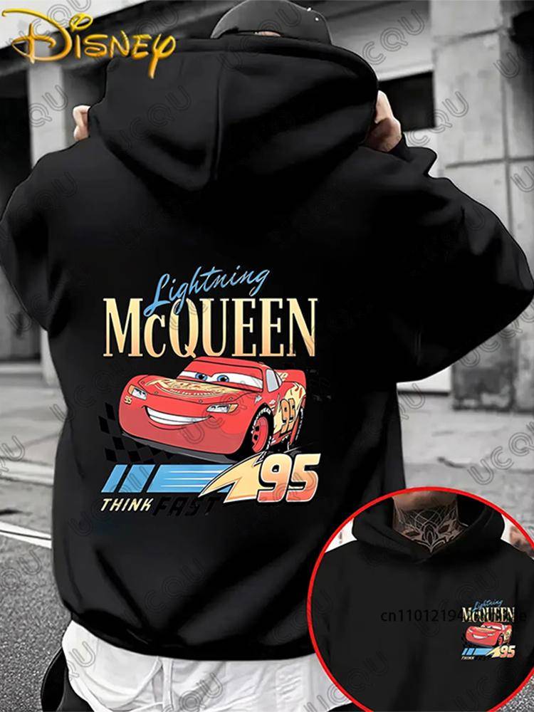 Blixten McQueen Bil 95 Tryck Herr Bomulls Huvtröjor Höst Vinter Långärmad Sweatshirt Casual Pullover Oversized Unisex Toppar cm