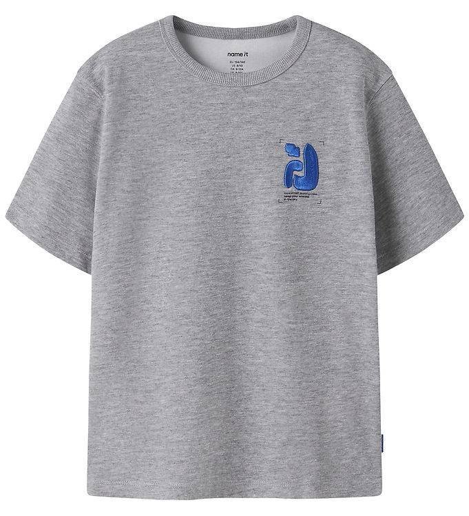 Name It T-shirt - NkmNeil - Grey Melange - Name It - 6 år (116) - T-shirt