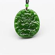 Grön Jade Dragon Hänge Halsband Pärlor Handsnidade berlock Jadeite smycken Modeamulet för män Lucky Gifts