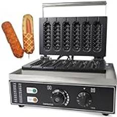 Kaichenyt Hot-Dog-Maker, 1 500 W rostfritt stål våffeljärn för våfflor på handtaget våffeltillverkare bakar 6 våfflor/hethundar på 5 minuter liten hjälp för ägg och majs