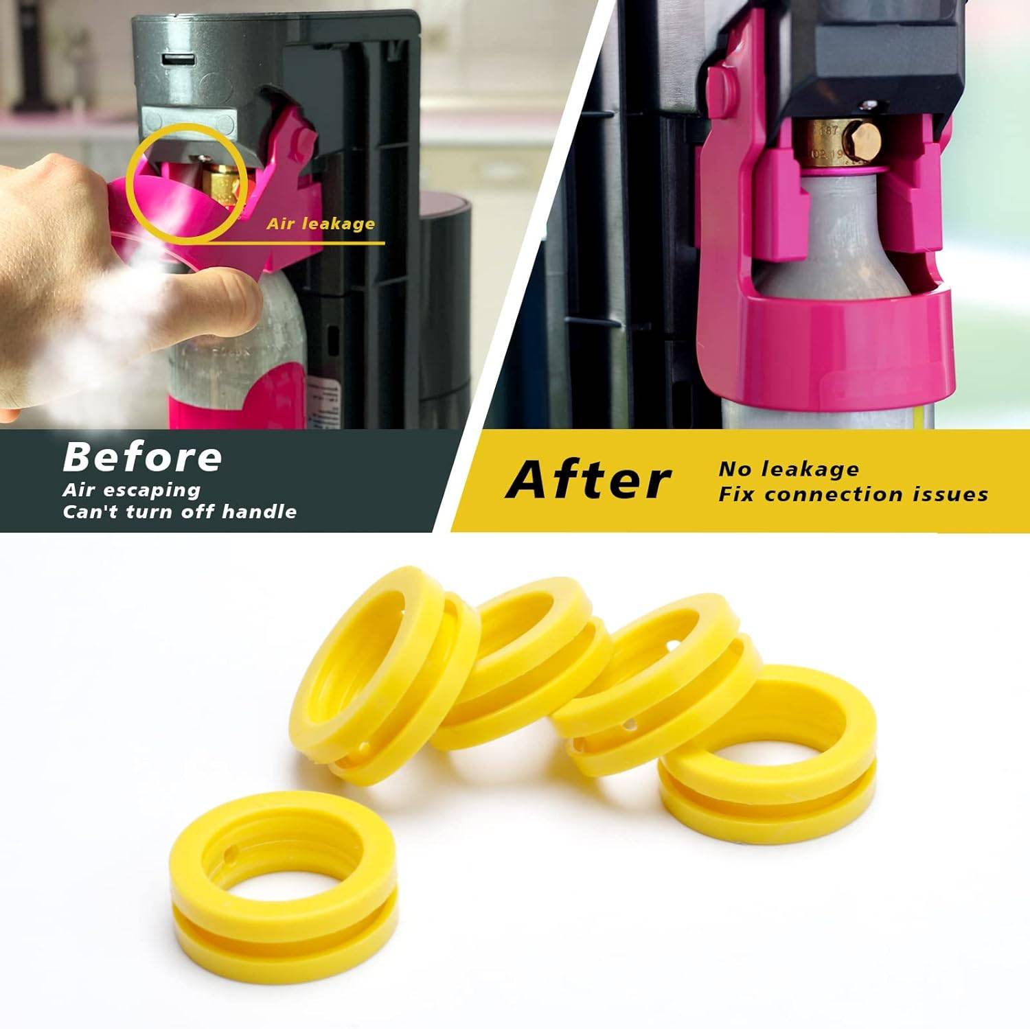 O Ring Soda Machine CO2 Cylinder Exchange Carbonator Silicone Seal Set Gaskets For  New Soda Maker Pink Cylinder
