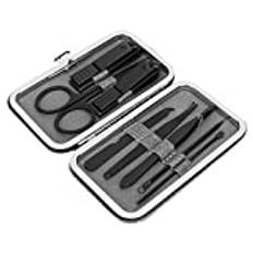 8pcs Nail Clippers Manicure Tool Set Nail File Needle Kit with Case (Grå)