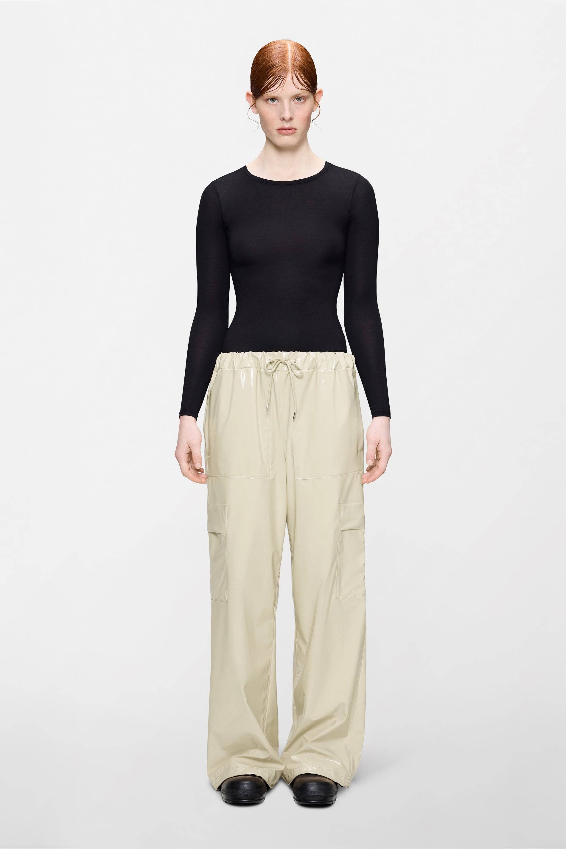 Rains Cargo Rain Pants Wide | Beige | XL | Kvinna