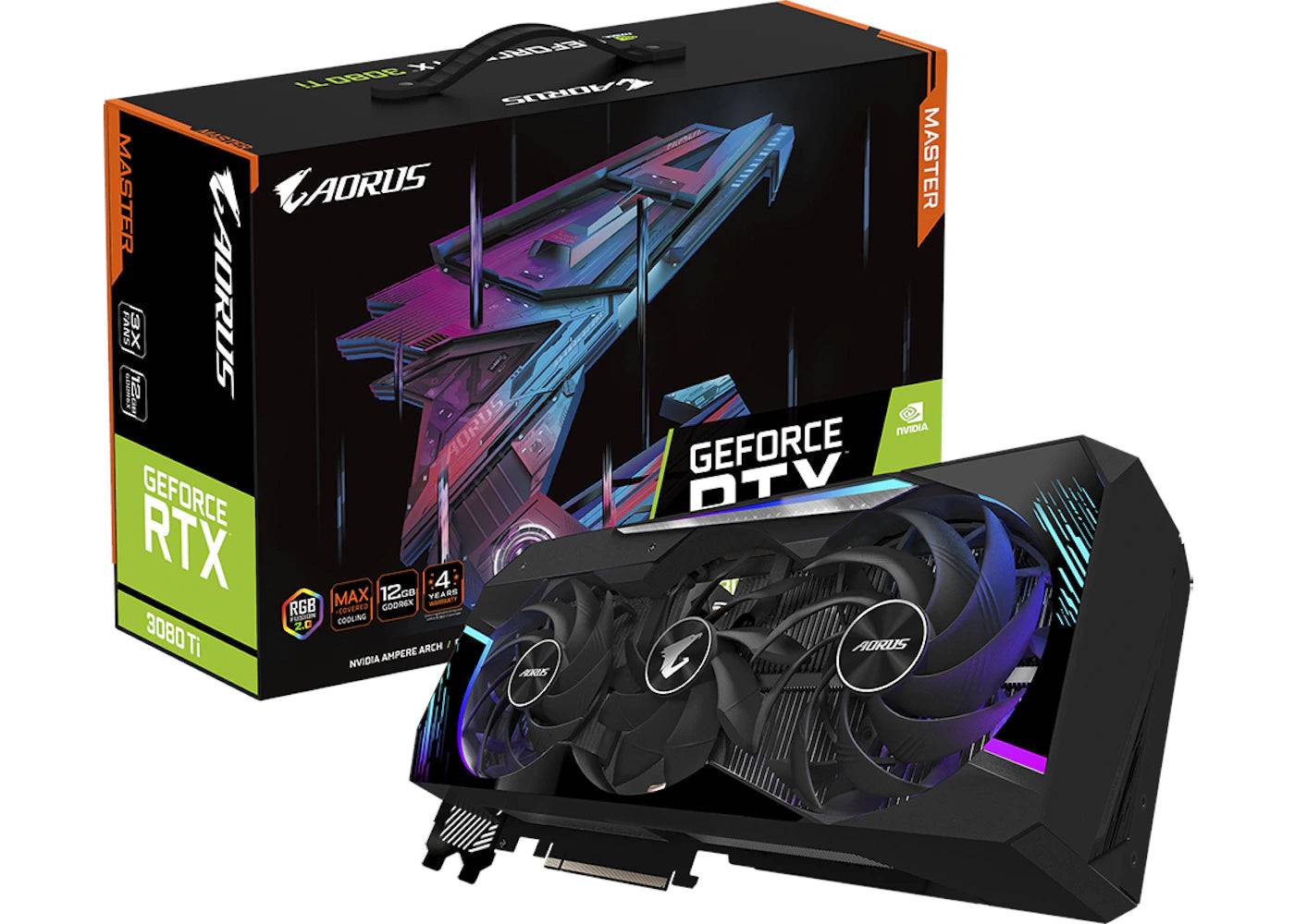 NVIDIA GIGABYTE AORUS GeForce RTX 3080 Ti MASTER 12G Graphics Card (GV-N308TAORUS M-12GD) - One Size (One Size)