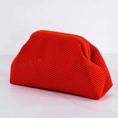Retro Vintage Striped Clutch Bag, Classic Holiday Style - Red - one-size
