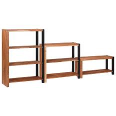 vidaXL Bogreol 3 pcs Brun 80 x 30 x 110 cm Massivt akacietræ