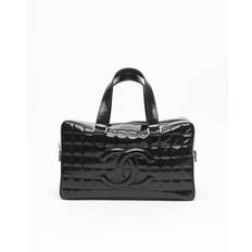 CHANEL Patent Chocolate Bar Bowler Bag - Black
