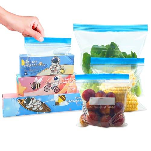 70-pack fryspåsar för förvaring av livsmedel, återanvändbara dubbelförseglade transparenta tryckförslutningspåsar, BPA-fria livsmedels- och smörgåspåsar – för grönsaker, frukt (3 storlekar)