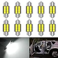 KATUR Set med superstarka 5630 chip, aluminium, CanBus, felfri, 31 mm (1,25 tum), DE3175, DE3021, DE3022, 6428, 7065, LED, spollampor, bil, innerdörr, karta, kupollampor, Xenon-vit, 12 V, 10-pack