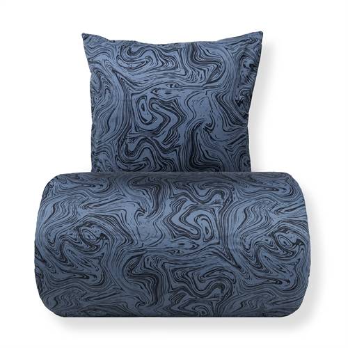 Sengetøj - Bomuldssatin - Mørkeblåt marble print.