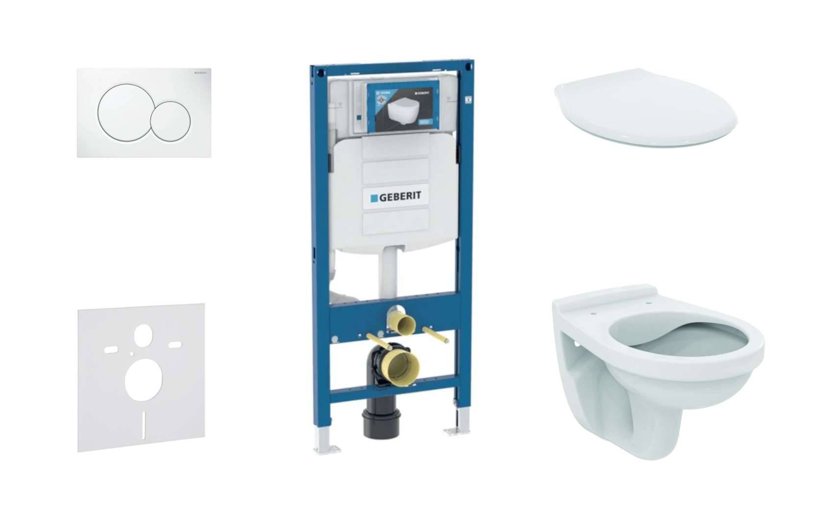 Geberit Duofix - Set med väggmonterad installation, Alpha toalett och sits, knapp Sigma01, alpinvit SANI11CD3124