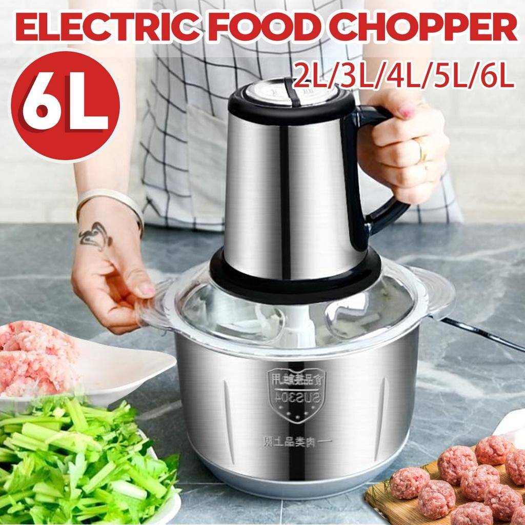500W 3 Hastigheter 6L Elektrisk Köttkvarn Grönsakskvarn Hackare Matberedare Skärare Skivare 304 Rostfritt Stål 220V/50HZ