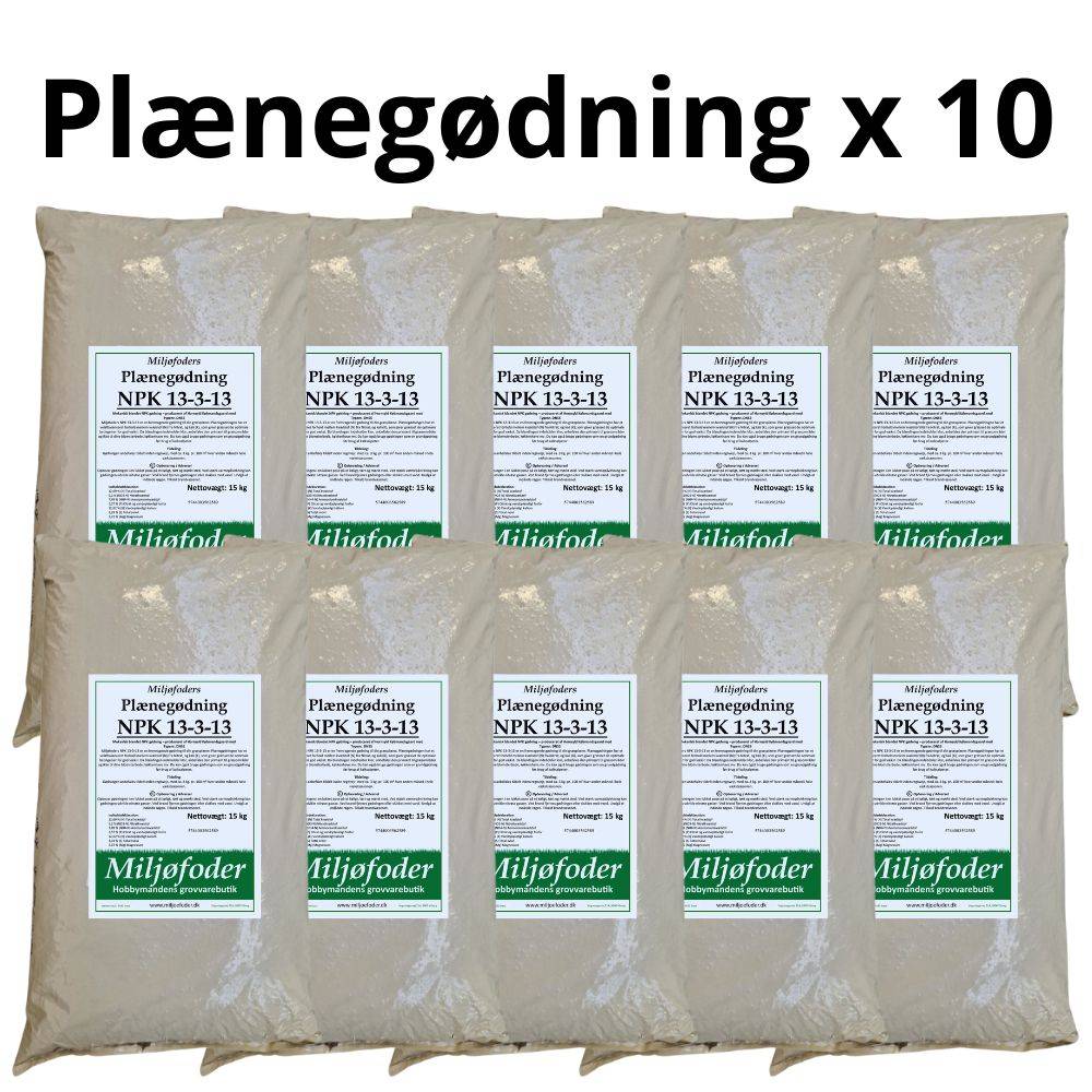 10 x 15 kg plænegødning NPK 13-3-13.