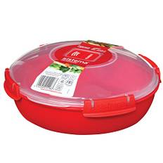 Sistema Microwave runde Mikrowellenschüssel | 1,29 l Mikrowellenbehälter mit Dampfventil | BPA-frei | rot