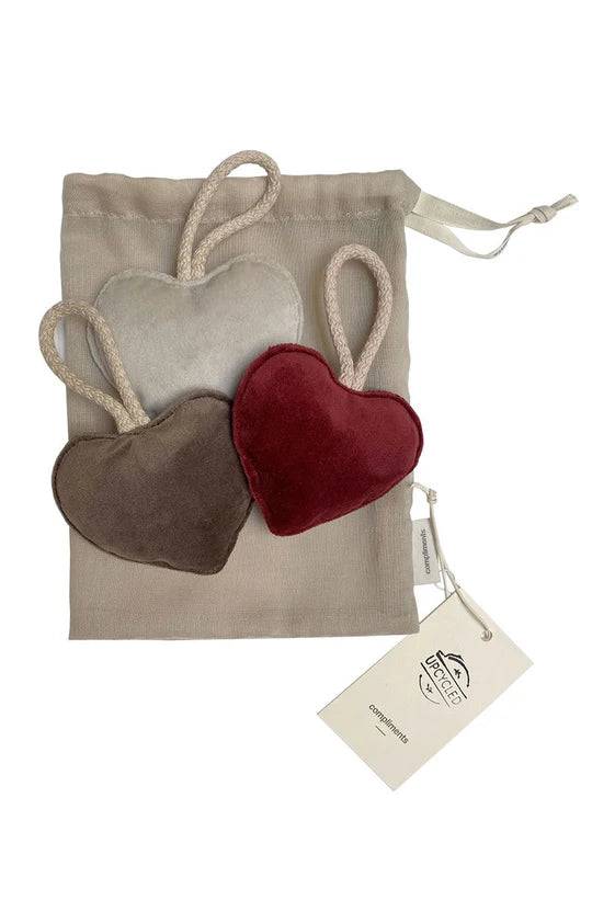 Julehjerter 3 stk. ass. /upcycled | Compliments | Julehygge af stofrester.