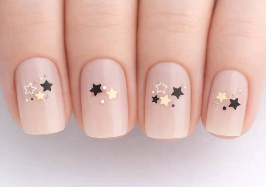 Beställ nail stickers med grafiska svartvita stjärnkluster