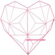 Nordisk stil järn dekorativa hyllor hjärtform vägghängande hylla foton vykort ram display hem förvaringsställ hållare - Rosa