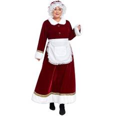 VAPICK Mrs. Claus kostym för kvinnor tomtedräkt vuxen 5 st plus size deluxe sammet jul jultomte klänning outfit (stor)