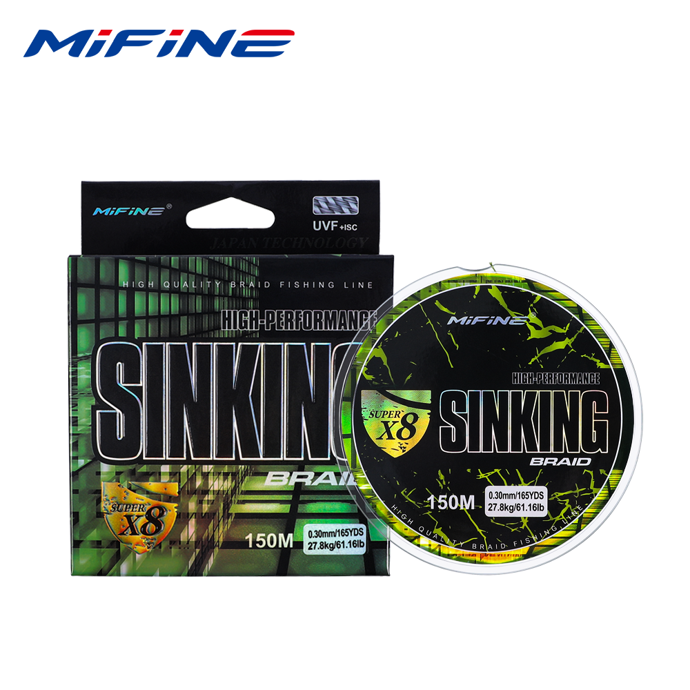 MIFINE SINKING High-Performance Super X8 Fishing Line 150M Strong 8 Strands Braided Multifilament PE Line Carp Wire Accessories